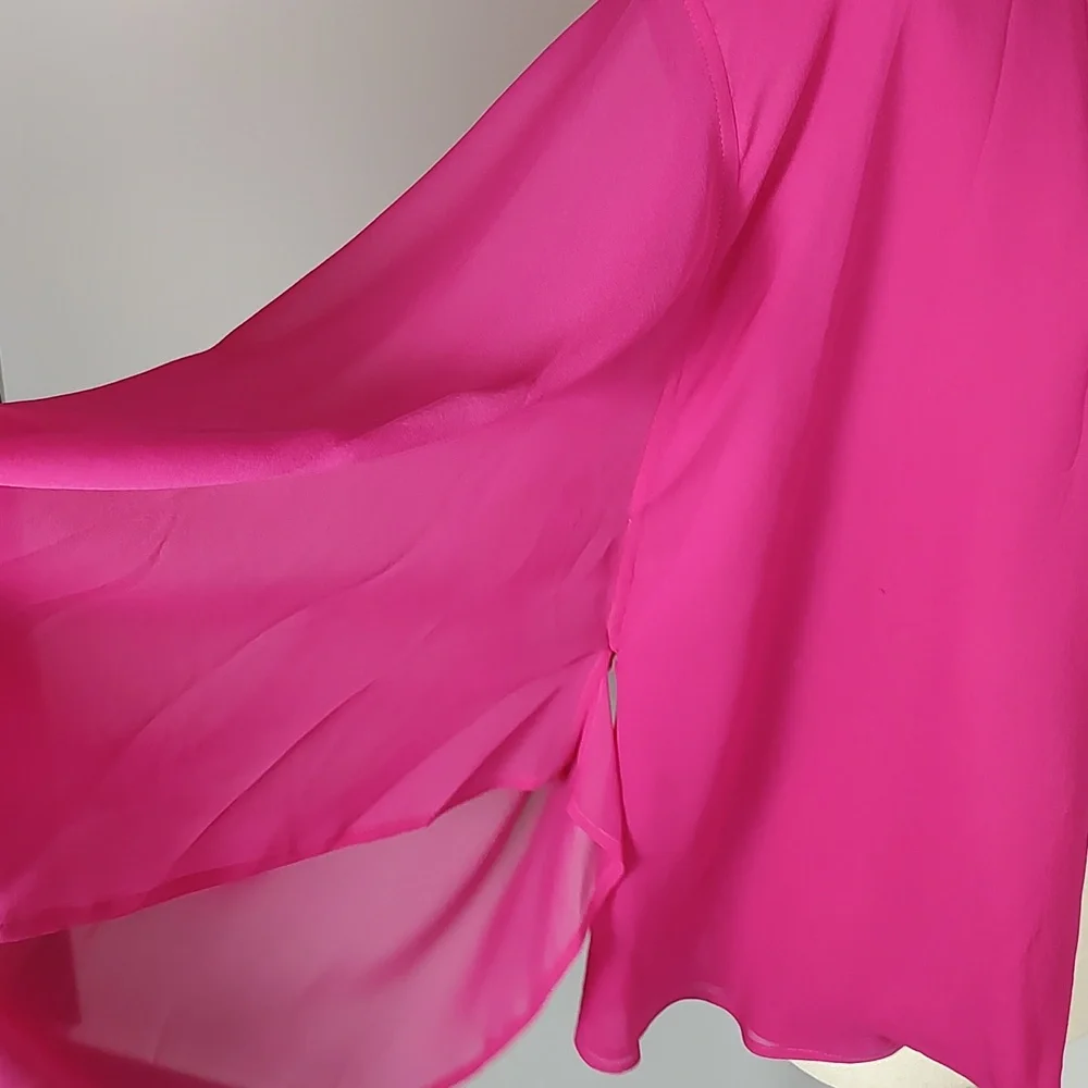 🩷HP🩷 Yves St Laurent Rive Gauche Haute Pink Chiffon Gown Cover-Up Rare! - Picture 12 of 14